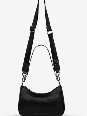 Status Anxiety “Look Both Ways” Black Leather Crossbody/Shoulder Bag